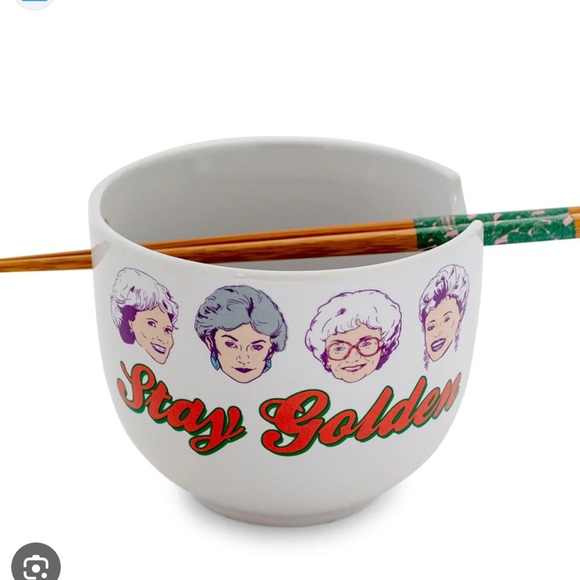 Golden Girls Stay Golden Ceramic Noodle Bowl with Chopsticks - Picture 2 of 5